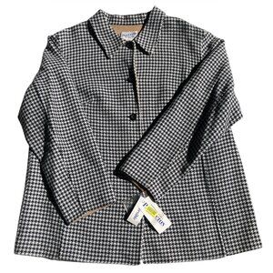 NWT $264 Pendleton Womens Merino Wool Blend Houndstooth Coat Black White Plus 2X